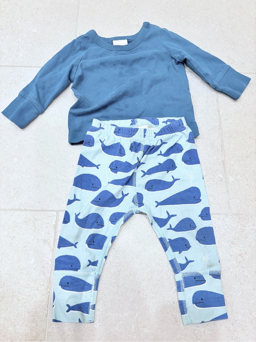 Hanna Andersson Blue Top and Whale Print Pants Kids Matching Set